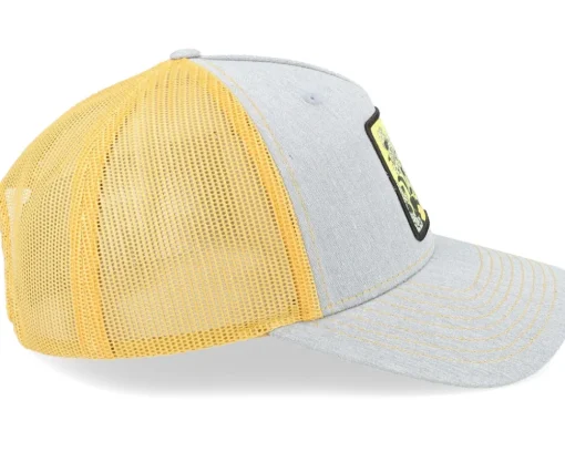 Trucker-Public Domain Hydrangea And Swallow Heather Grey/Gold Trucker -
