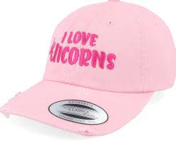 Online Unicorns I Love Pink Destroyed Dad Cap -