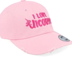 Online Unicorns I Love Pink Destroyed Dad Cap -