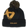 Pom Beanies-Bauer Intarsia Knit Black/Yellow Pom -