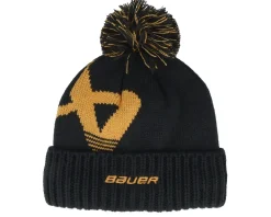 Pom Beanies-Bauer Intarsia Knit Black/Yellow Pom -