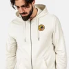 Best Hatstore Ivory Brown/Black Zip Hoodie - Beige, White