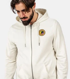 Best Hatstore Ivory Brown/Black Zip Hoodie - Beige, White