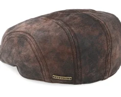 Flat Caps-Stetson Ivy Cap Pigskin Dark Brown Flat Cap -
