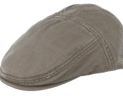 Flat Caps-Stetson Ivy Cotton Dark Beige Flat Cap -