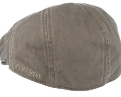 Flat Caps-Stetson Ivy Cotton Dark Beige Flat Cap -