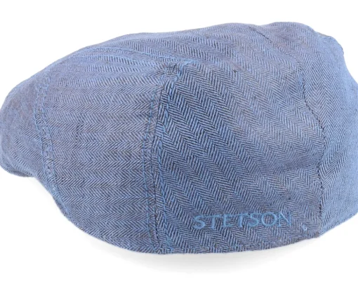 Fashion Stetson Ivy Linen Blue Flat Cap -