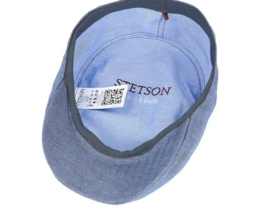 Fashion Stetson Ivy Linen Blue Flat Cap -