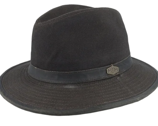 Clearance MJM Hats Jackson Canvas Cotton Black Fedora -