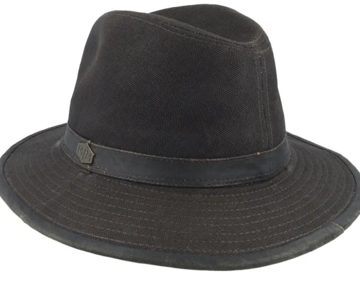 Clearance MJM Hats Jackson Canvas Cotton Black Fedora -
