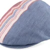 Flat Caps-Mayser Jasper Linen Stripes Denim Flat Cap -