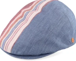 Flat Caps-Mayser Jasper Linen Stripes Denim Flat Cap -