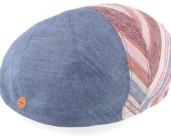 Flat Caps-Mayser Jasper Linen Stripes Denim Flat Cap -