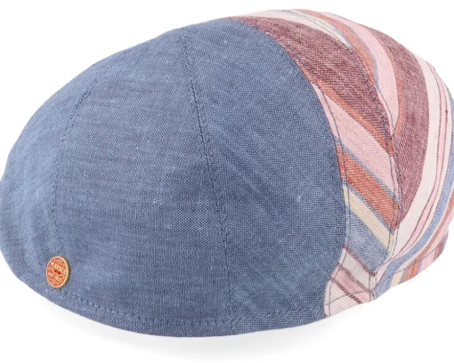 Flat Caps-Mayser Jasper Linen Stripes Denim Flat Cap -