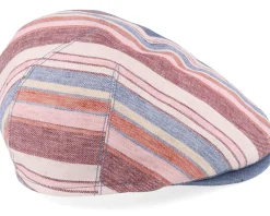 Flat Caps-Mayser Jasper Linen Stripes Denim Flat Cap -