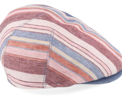 Flat Caps-Mayser Jasper Linen Stripes Denim Flat Cap -