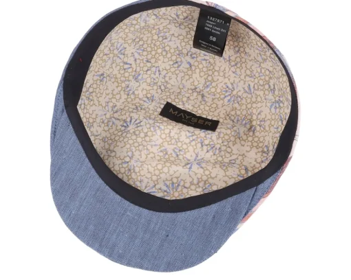Flat Caps-Mayser Jasper Linen Stripes Denim Flat Cap -