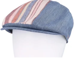 Flat Caps-Mayser Jasper Linen Stripes Denim Flat Cap -