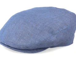 Hot Stetson Kent Herringbone Linen Navy Flat Cap -