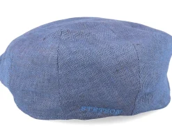 Hot Stetson Kent Herringbone Linen Navy Flat Cap -