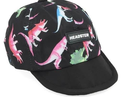 Sale Headster Kids 0-6 Months Dino Short Brim Black Adjustable -