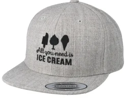 Online Kiddo Cap Kids All You Need Is Ice Cream Heather Grey Snapback -