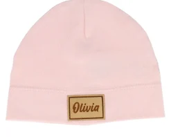 Traditional Beanies-Babybugz Kids Baby Engraved Suede Patch Powder Beanie - Pink