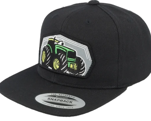 Clearance Kiddo Cap Kids Big Tractor Grey Patch Black Snapback -