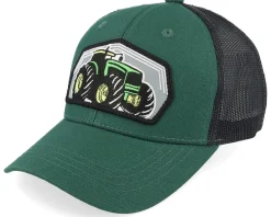 Kids-Kiddo Cap Kids Big Tractor Grey Patch Green/Black Trucker -