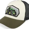 Kids-Kiddo Cap Kids Big Tractor Grey Patch Ivory/Black/Dark Mesh Trucker - Green, White