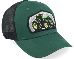 Kids-Kiddo Cap Kids Big Tractor Grey Patch Green/Black Trucker -