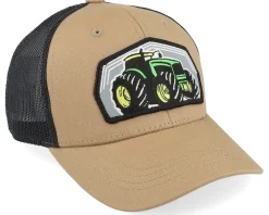 Hot Kiddo Cap Kids Big Tractor Grey Patch Caramel/Black Trucker - Beige