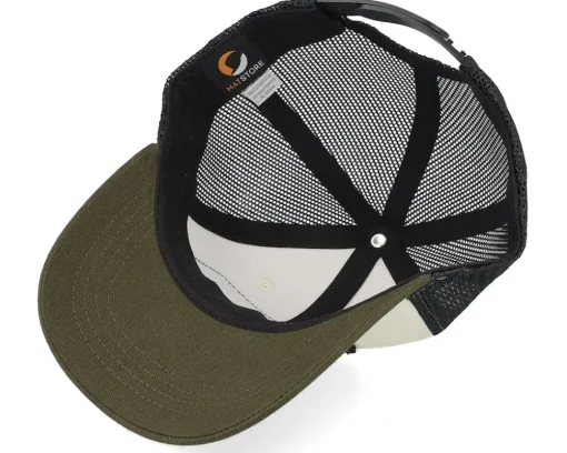 Kids-Kiddo Cap Kids Big Tractor Grey Patch Ivory/Black/Dark Mesh Trucker - Green, White