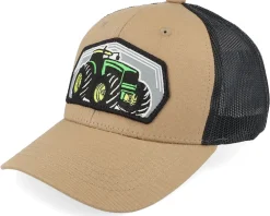 Kids-Kiddo Cap Kids Big Tractor Grey Patch Ivory/Black/Dark Mesh Trucker - Green, White