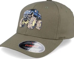 Kids-Kiddo Cap Kids Big Wheels Monster Truck Olive Flexfit -