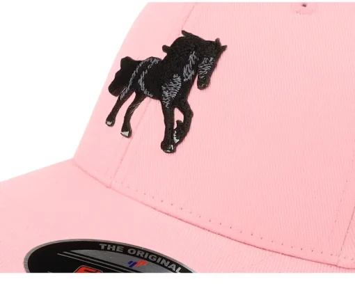 Hot Kiddo Cap Kids Black Horse Wooly Combed Flexfit - Pink