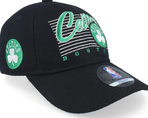 Dad Cap-Outerstuff Kids Boston Celtics Retro Wooly Black Dad Cap -