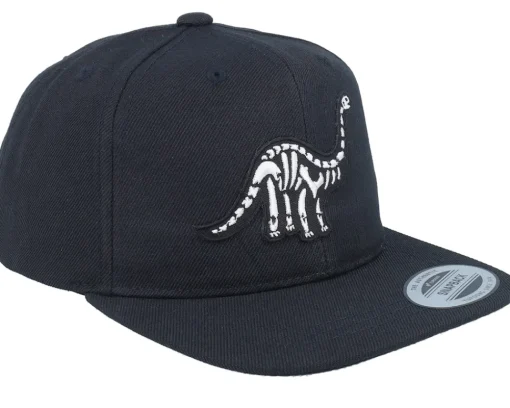 Snapback | Kids-Kiddo Cap Kids Brachiosaurus Skeleton Patch Black Snapback -