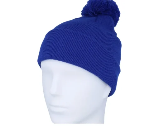Pom Beanies | Blank Beanies-Beechfield Kids Bright Royal Junior Pom - Blue