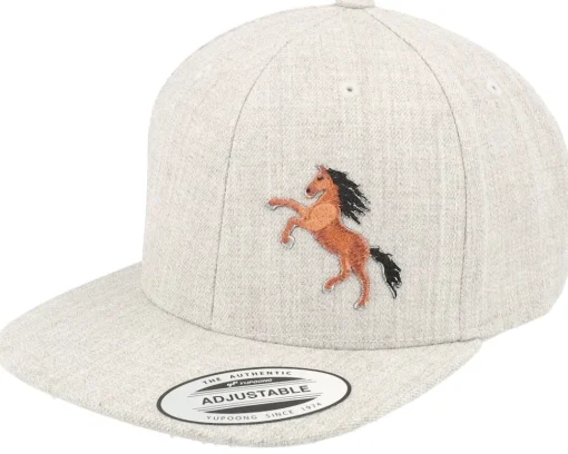 Kids-Kiddo Cap Kids Brown Horse Heather Grey Snapback -