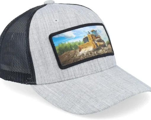Clearance Kiddo Cap Kids Bulldozer Patch Heather /Black Trucker - Grey