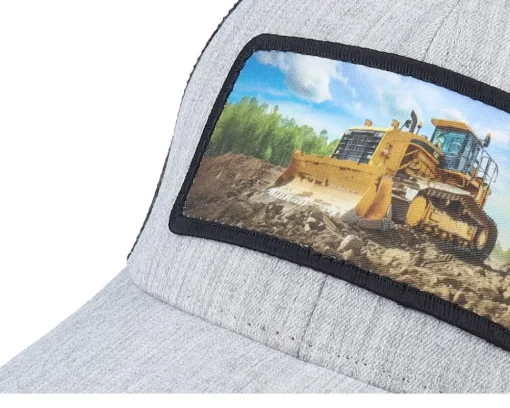 Clearance Kiddo Cap Kids Bulldozer Patch Heather /Black Trucker - Grey