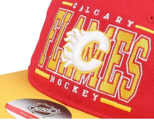 Snapback-Outerstuff Kids Calgary Flames Logo Flatbrim Cap /Yellow Snapback - Red