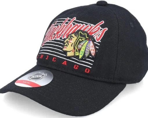 Dad Cap | Kids-Outerstuff Kids Chicago Blackhawks Retro Wooly Black Dad Cap -