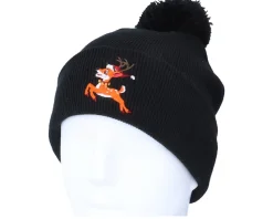 Pom Beanies-Ho-Ho-Hats Kids Christmas Reindeer Black Pom - Iconic