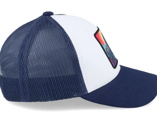 Discount Kiddo Cap Kids Colorful Zebra Patch White/Navy Trucker -