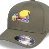 Clearance Kiddo Cap Kids Concrete Mixer Truck Olive Flexfit -