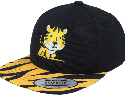 Kids-Kiddo Cap Kids Cute Baby Tiger Black Snapback -