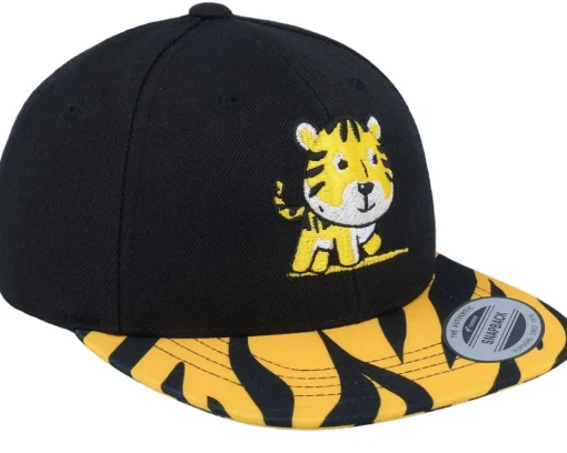 Kids-Kiddo Cap Kids Cute Baby Tiger Black Snapback -