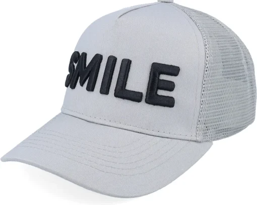 Kids-Kiddo Cap Kids 3d Smile Light Grey A-Frame Trucker -